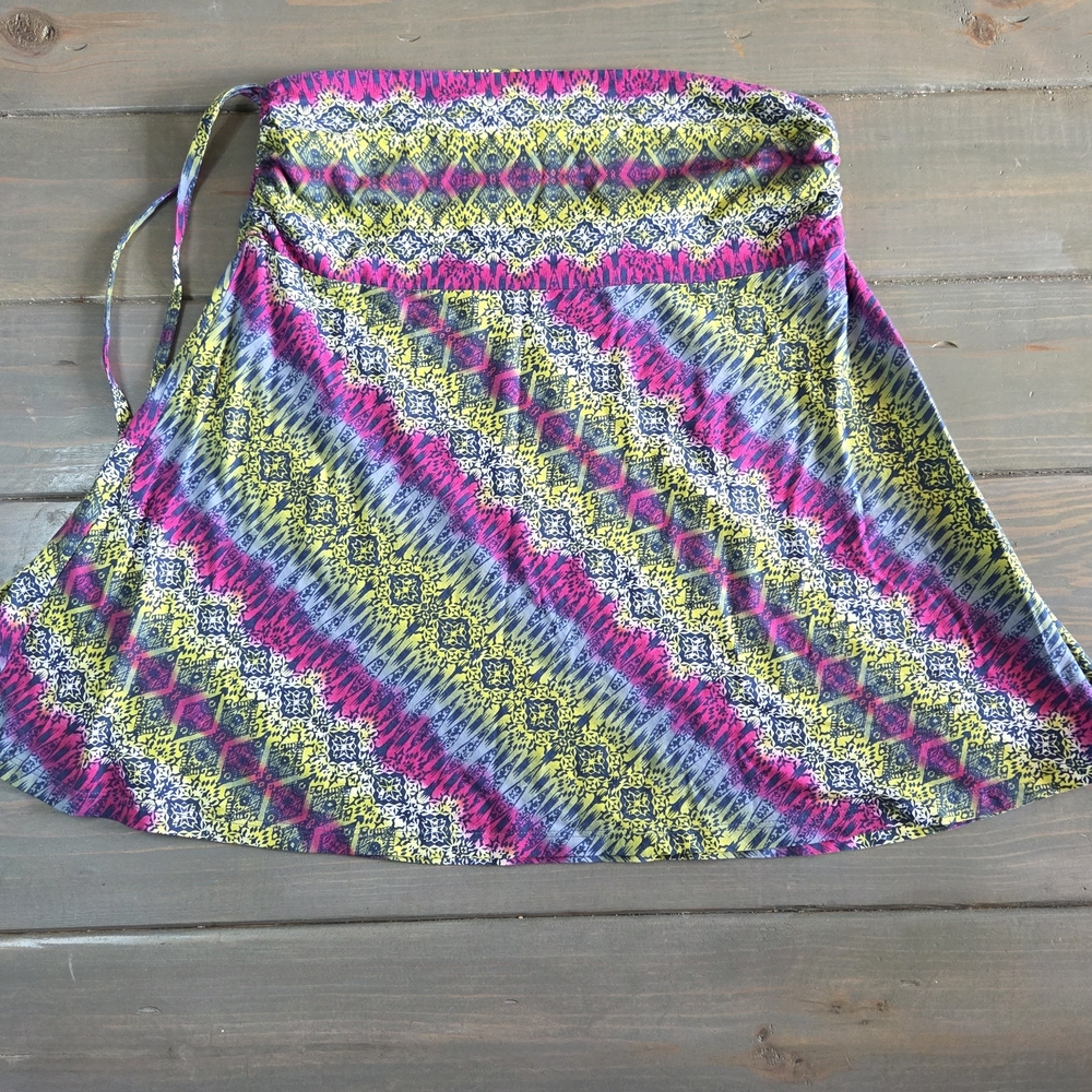 Patagonia Skirt Women’s Large Pink Yellow Geometric Print Organic Cotton
